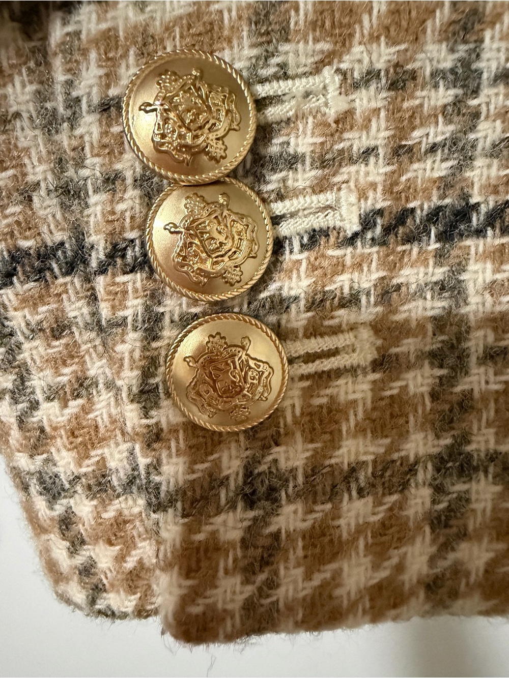 J.Crew Women's Tan Plaid Cropped Jacket size 6 - Picture 3 of 7